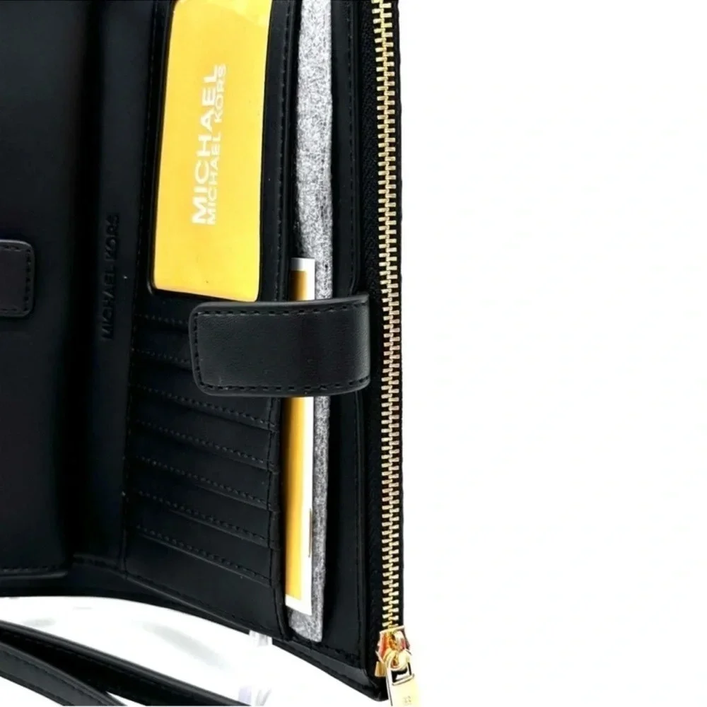 Michael Kors Large Double Zip Wallet Wristlet Black Multi